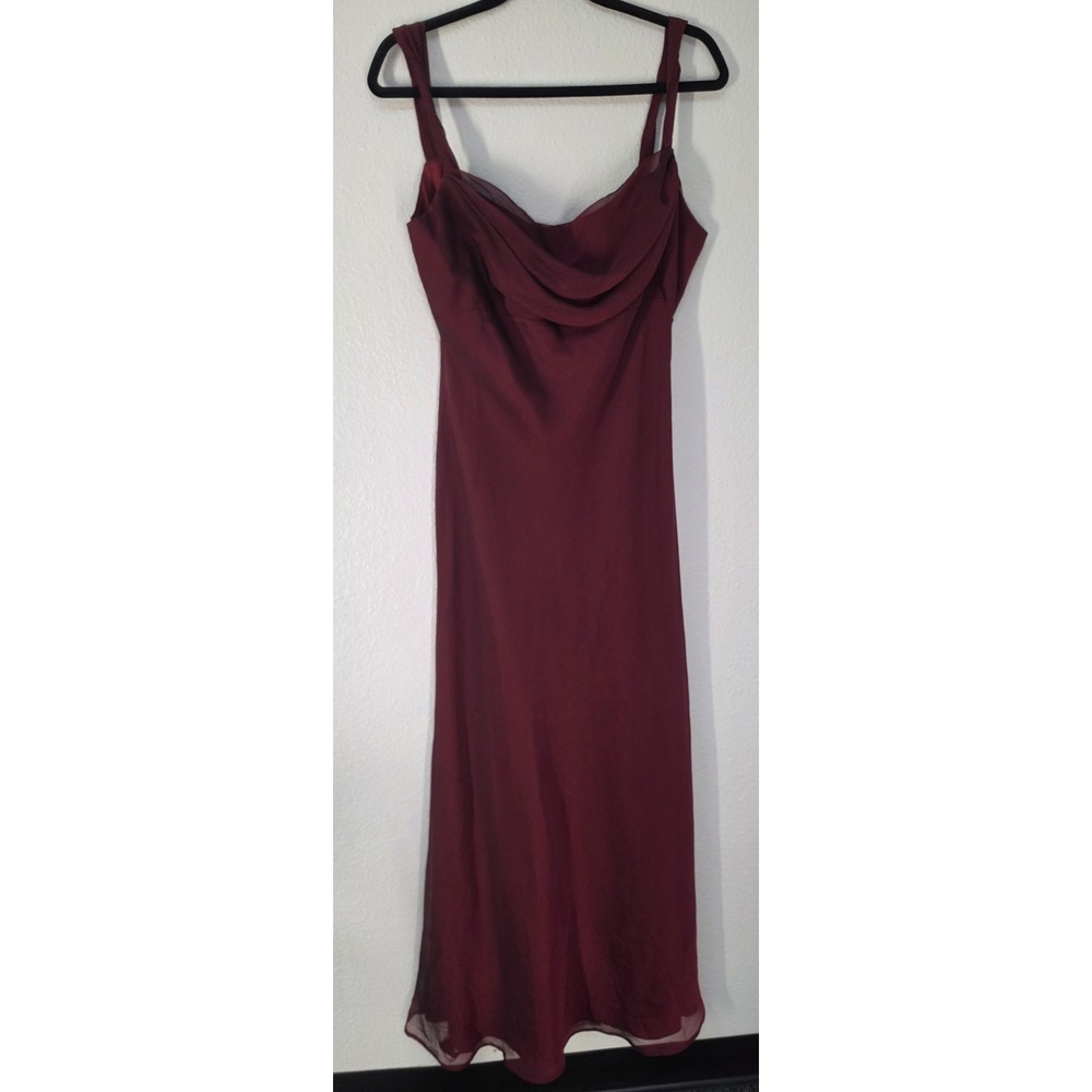 Kiki Maxi Dress XL Burgundy Sleeveless Cowl Neck Formal Solid Classic Gown VTG